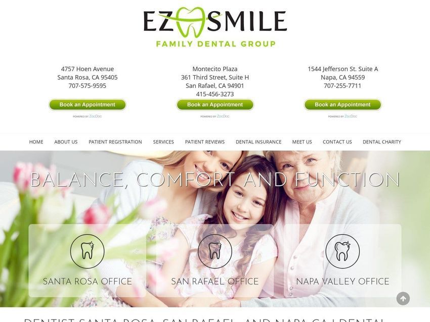 EZ Smile Family Dental Group Website Screenshot from ezsmilefamily.com