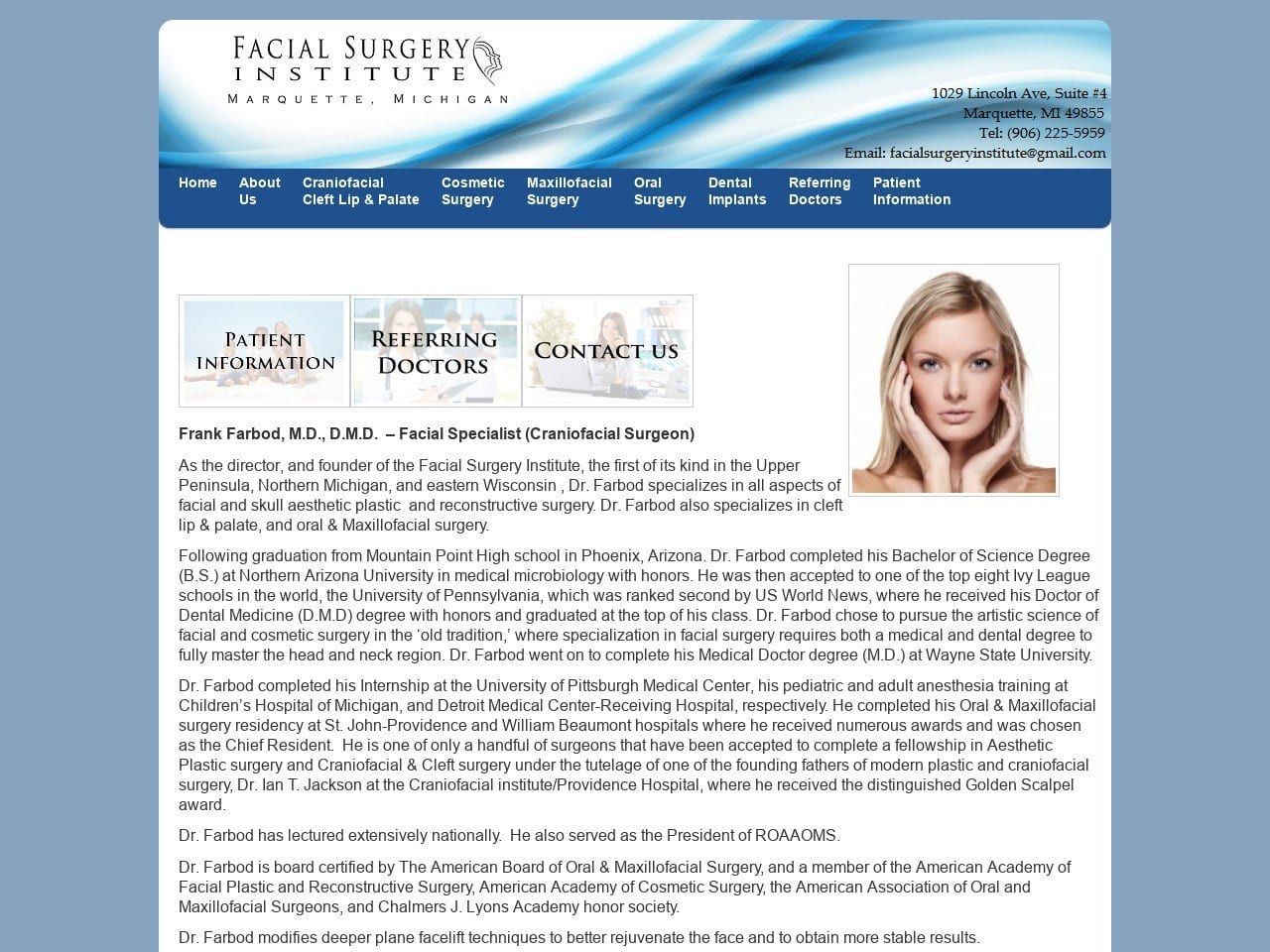 Facial Surgery Institute Website Screenshot from facialsurgeryinstitute.com