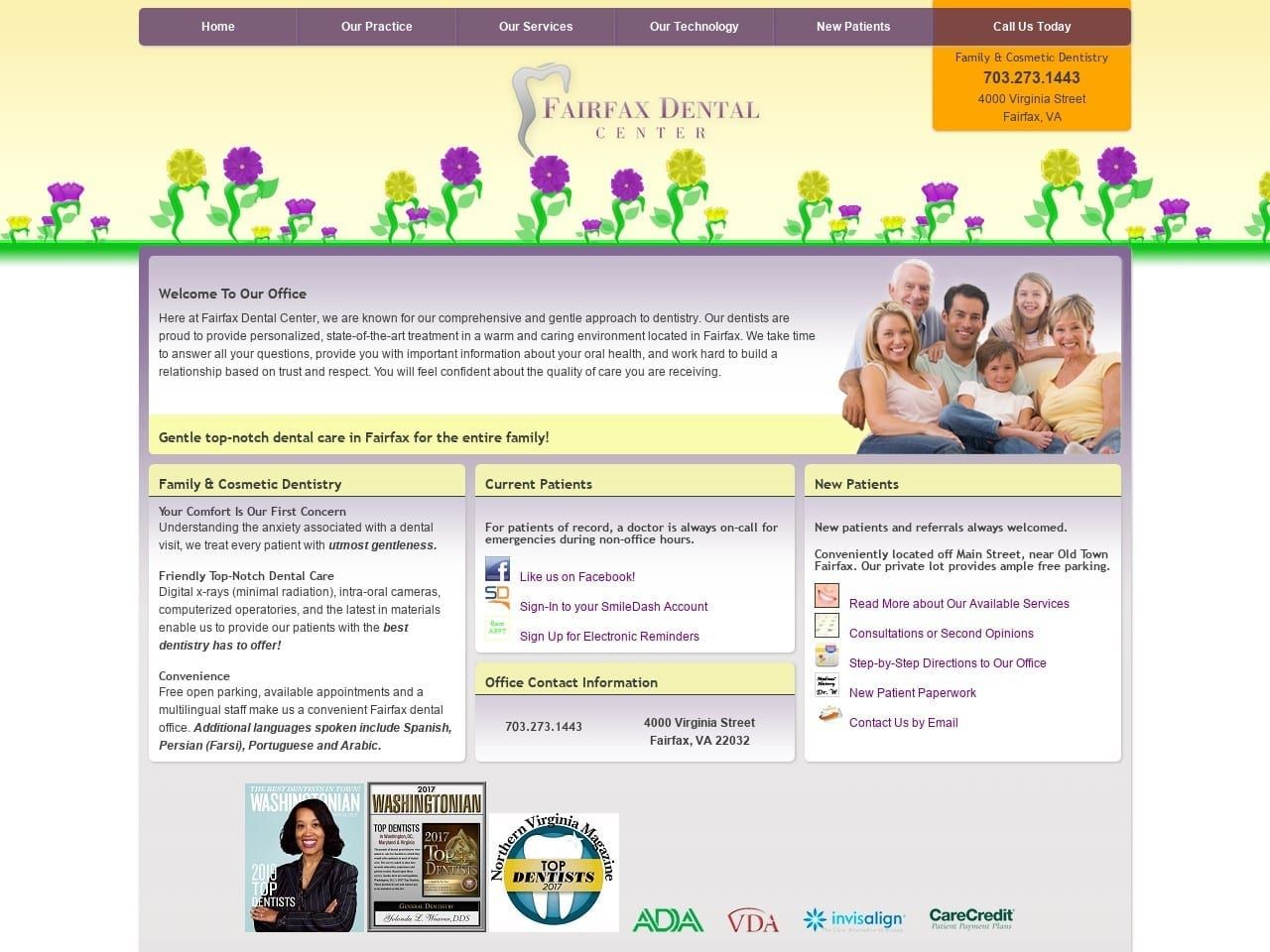 Fairfax Dental  Center Website Screenshot from fairfaxdentalcenter.com