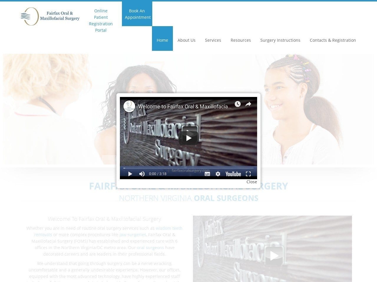 Fairfax Oral and Maxillofacial Surgery Website Screenshot from fairfaxoralsurgery.com