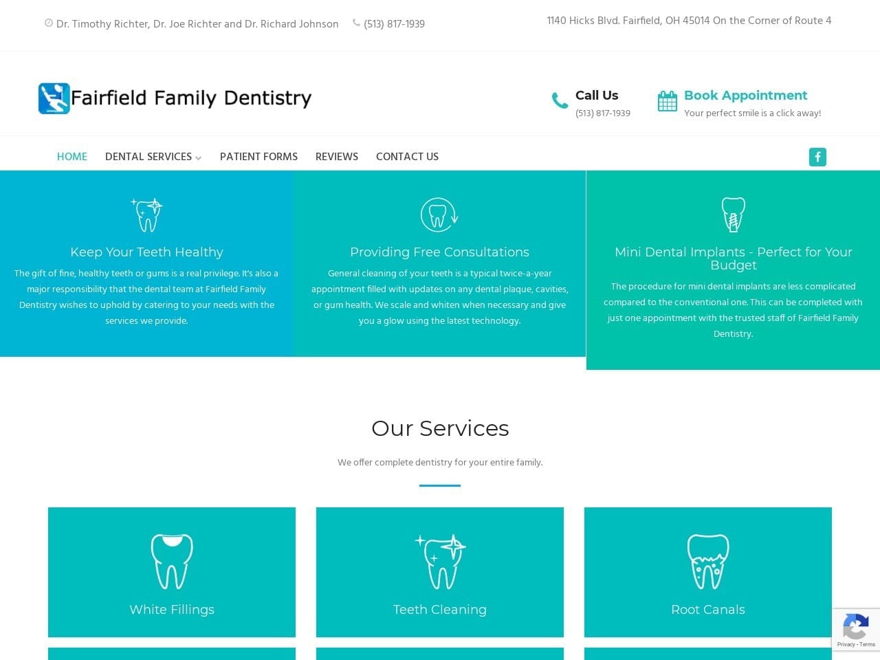 Fairfield Family Dentistry Website Screenshot from fairfieldfamilydentistry.net