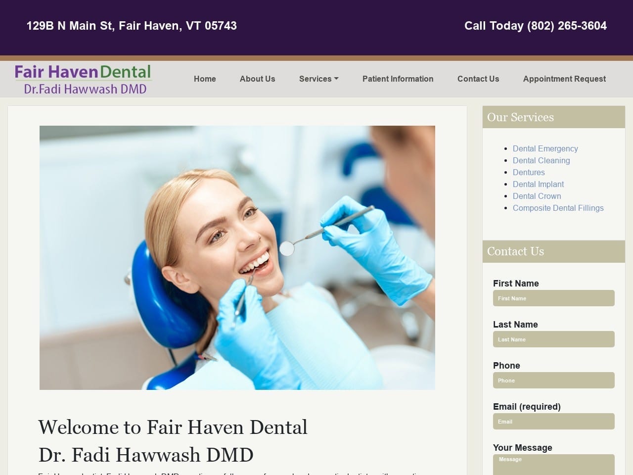 Fairhaven Dental Website Screenshot from fairhavendental.com