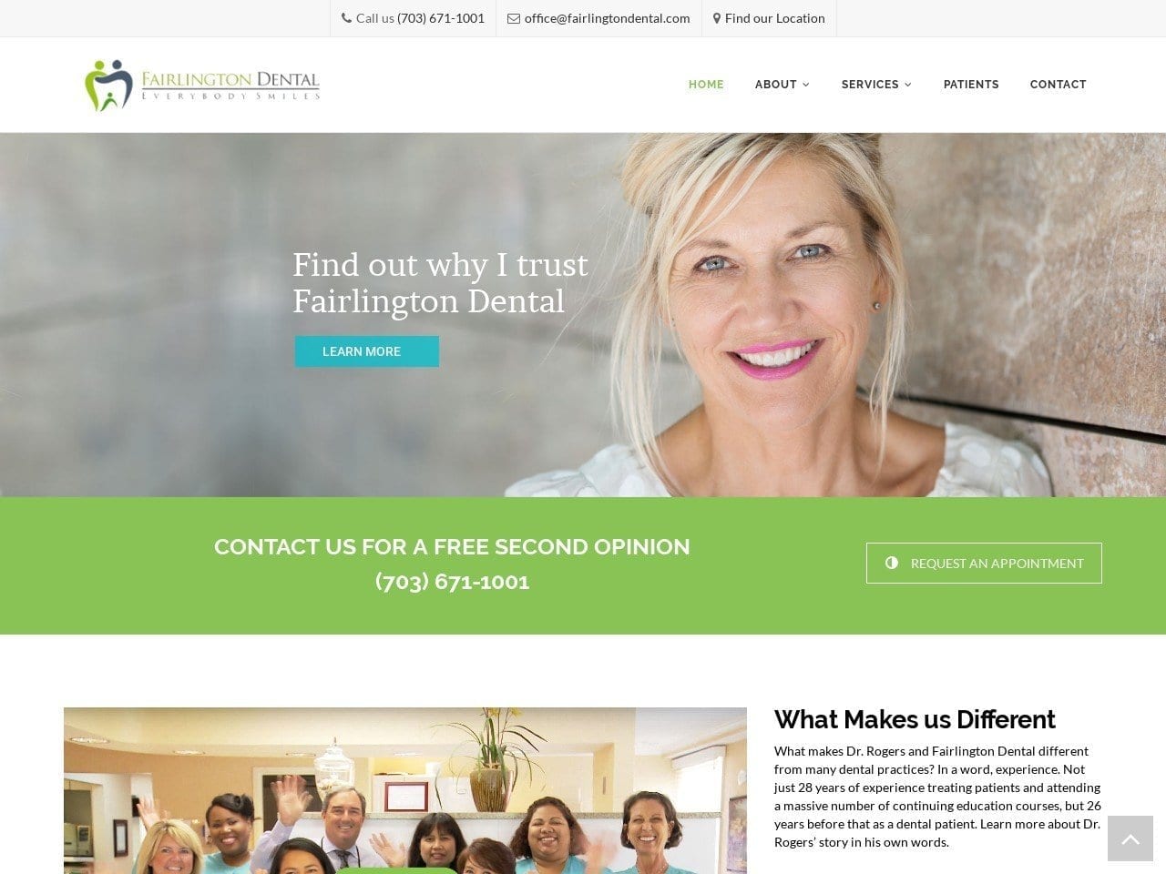 Fairlington Dental Website Screenshot from fairlingtondental.com