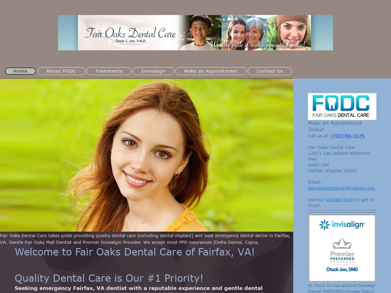 Fair Oaks Dental Care Website Screenshot from fairoaksdentalcare.com