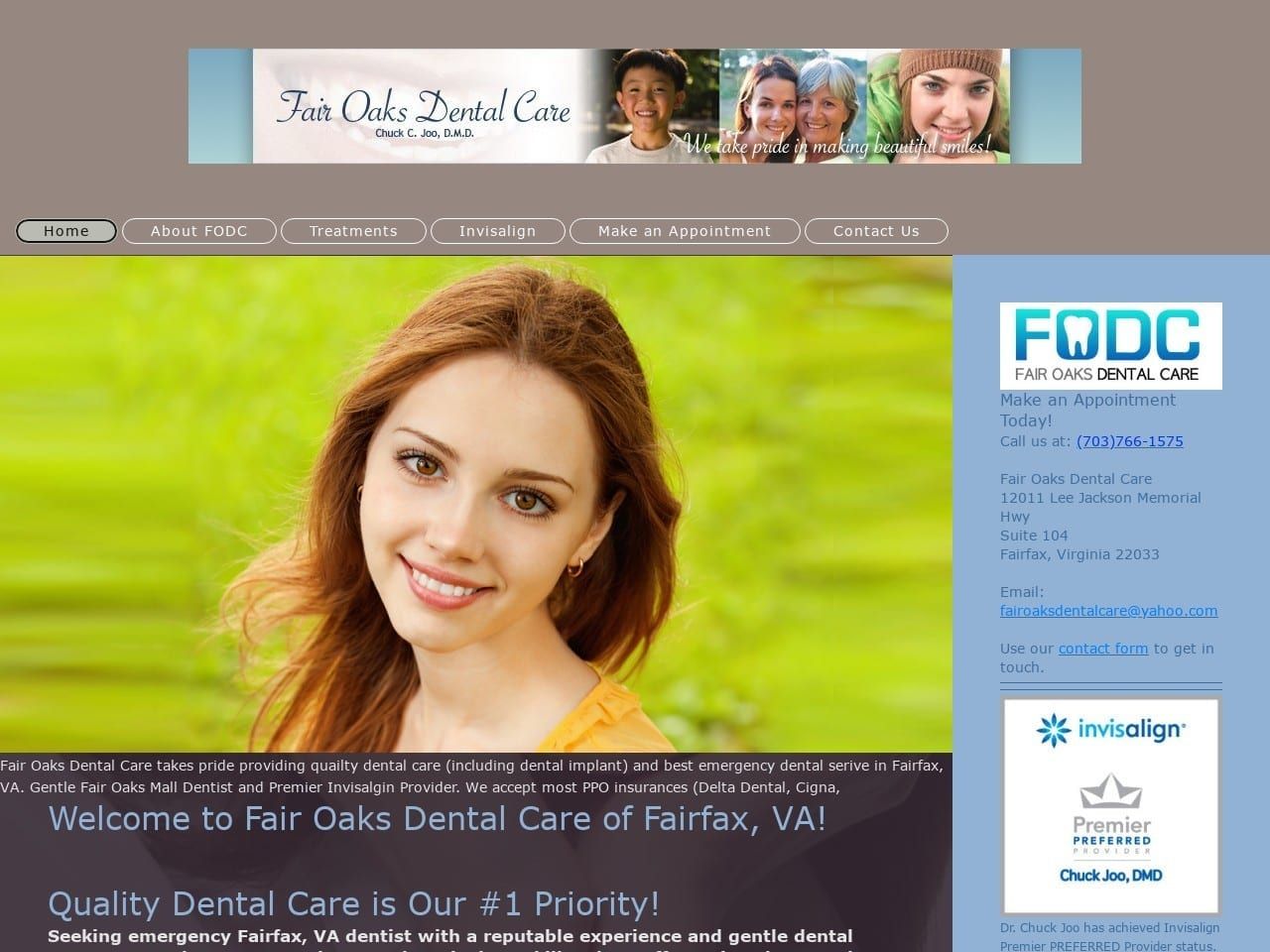 Fair Oaks Dental Care Website Screenshot from fairoaksdentalcare.com