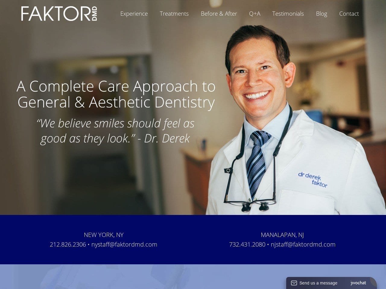 Dr. Derek J. Faktor DMD Website Screenshot from faktordmd.com