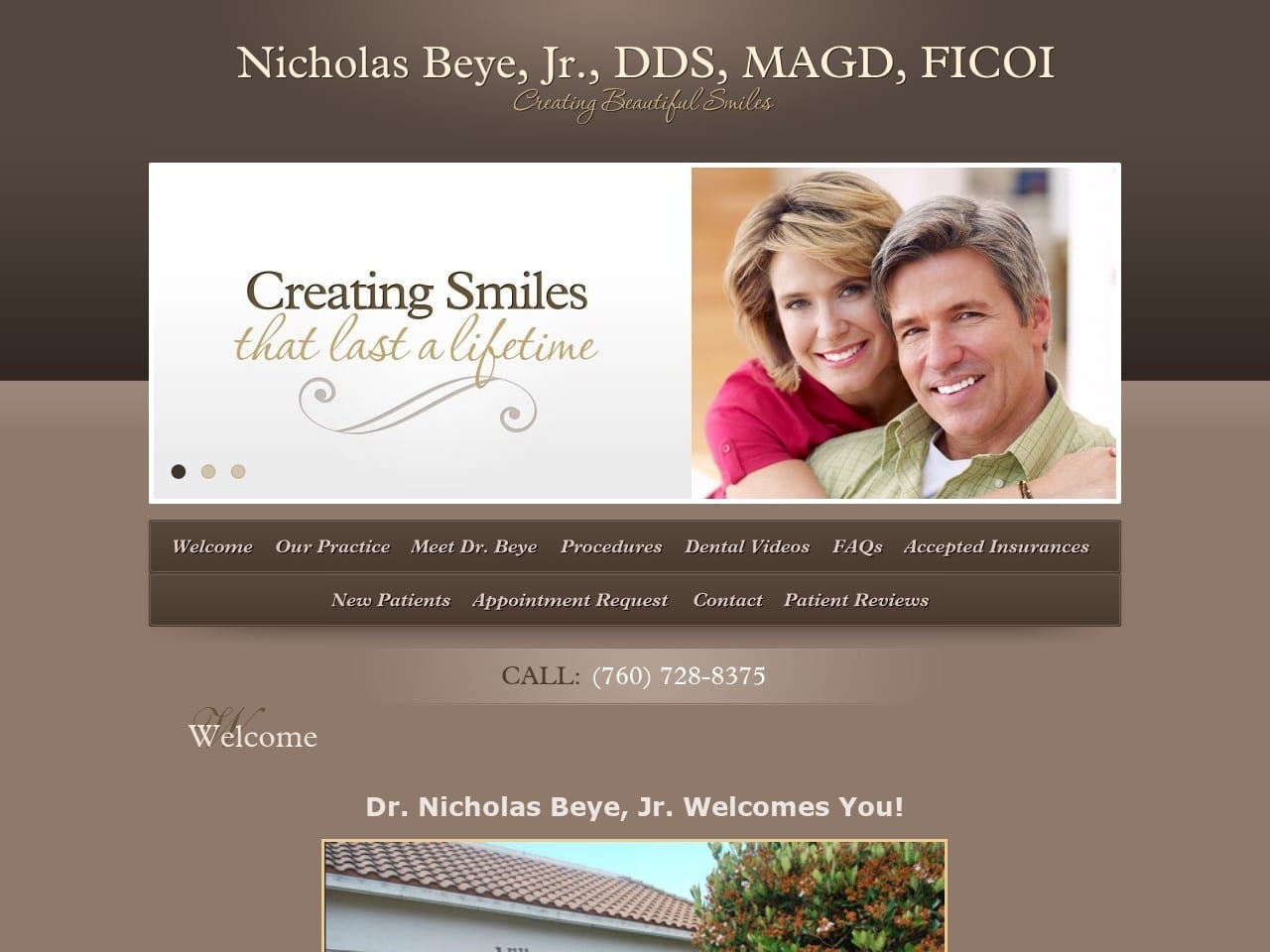 Nicholas Beye Jr DDS Website Screenshot from fallbrookdentalcare.com