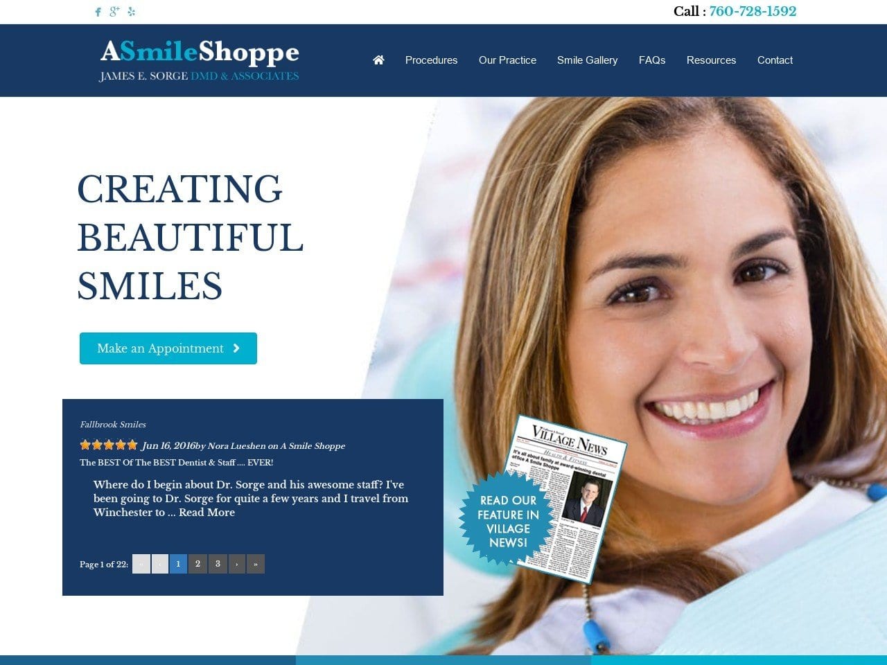 A Smile Shoppe Website Screenshot from fallbrooksmiles.com