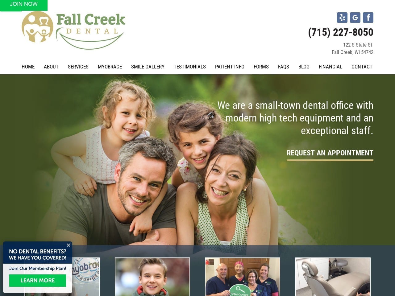 Fall Creek Dental Website Screenshot from fallcreekdental.com