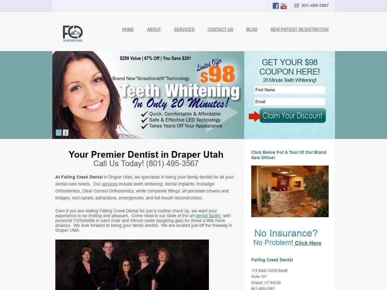 Falling Creek Dental Website Screenshot from fallingcreekdental.com