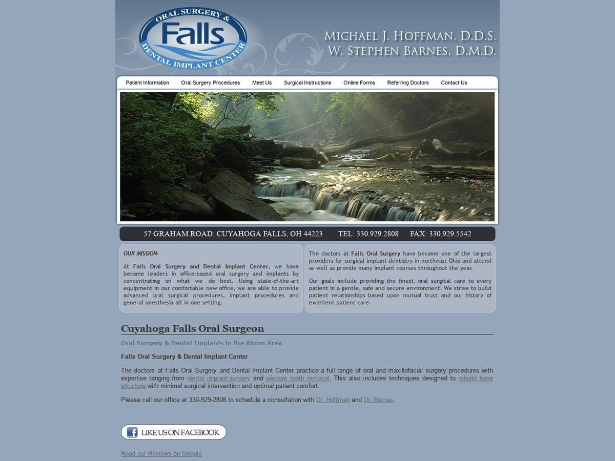 Falls Oral Surgery and Dental Implant Center Website Screenshot from fallsoralsurgery.com