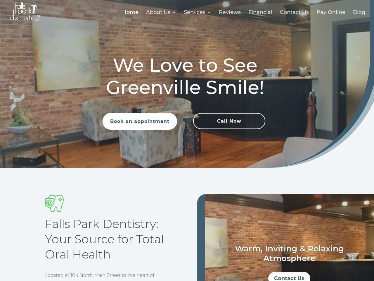Falls Park Dentist Website Screenshot from fallsparkdentistry.com
