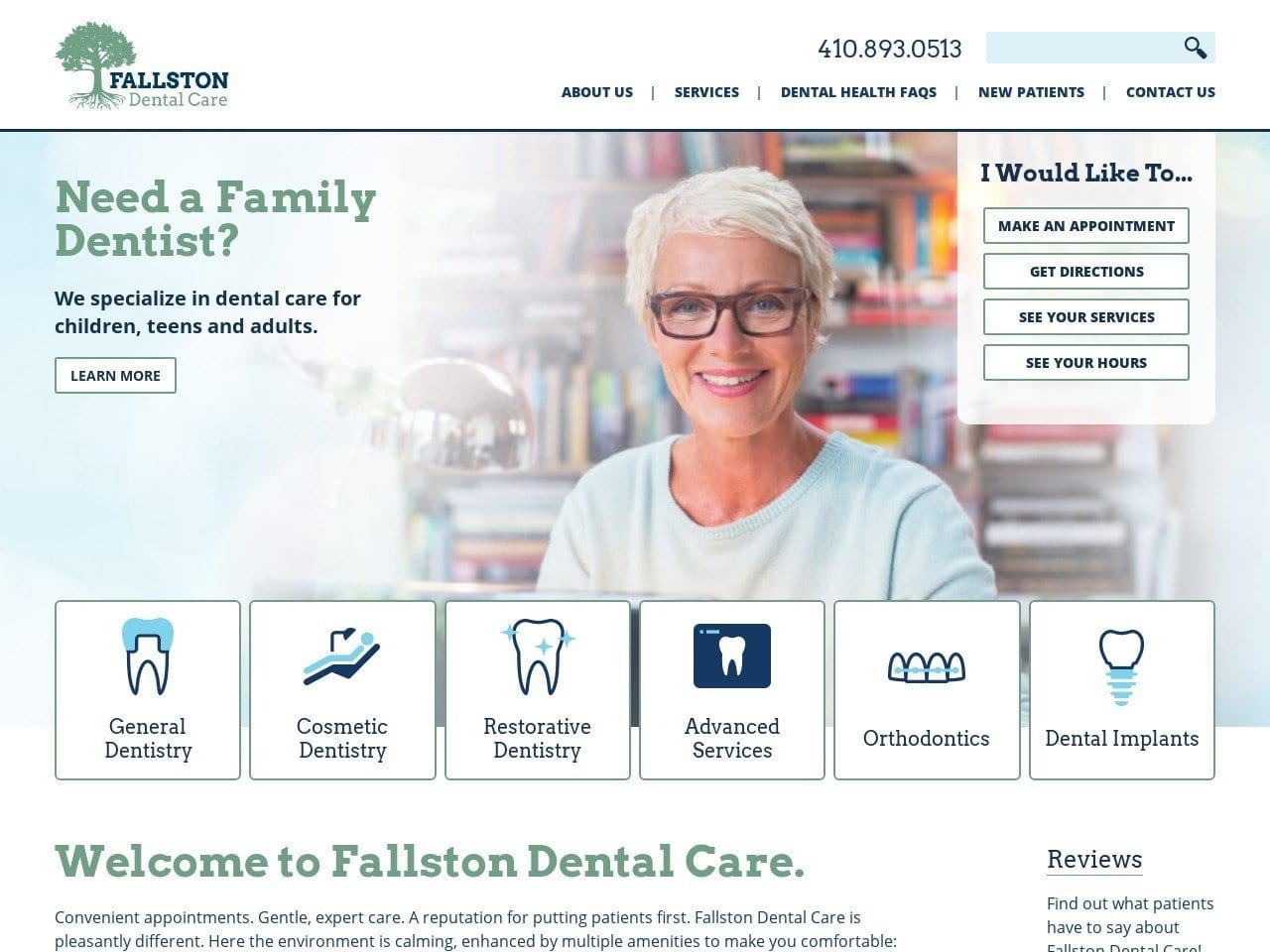 Fallston Dental Care Website Screenshot from fallstondentalcare.com