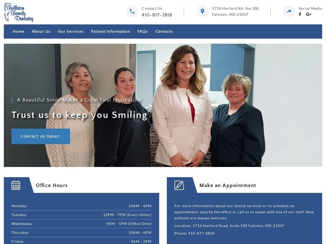 Fallston Family Dentist Website Screenshot from fallstonfamilydentistry.com