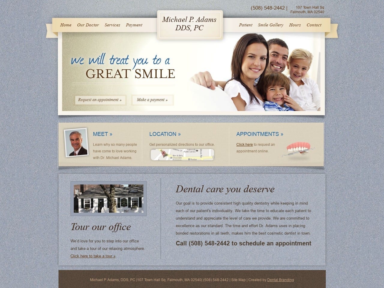 Michael P Adams DDS Website Screenshot from falmouthsmiles.com