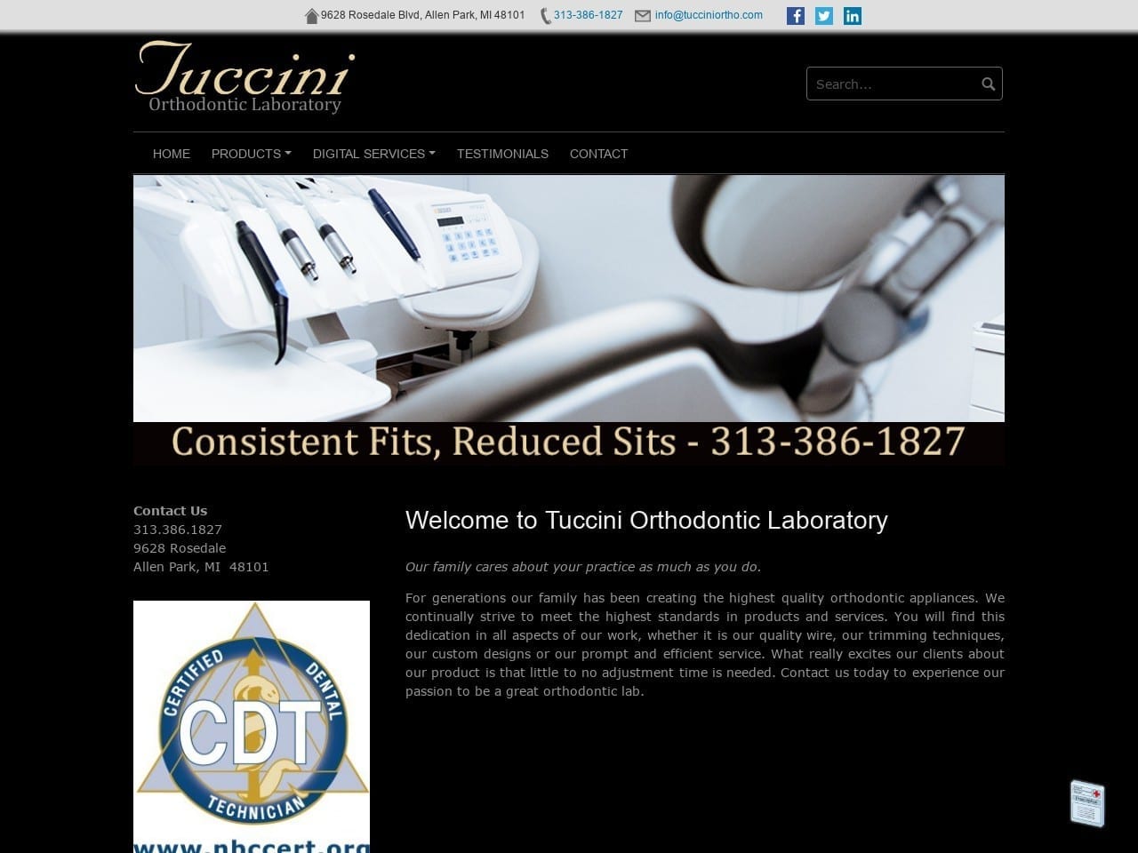 Tuccini Orthodontic Lab Inc Website Screenshot from familiatuccini.com