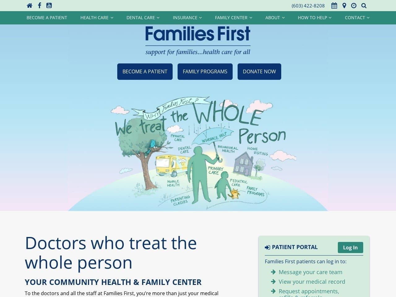 Families First Health and Support Center Website Screenshot from familiesfirstseacoast.org