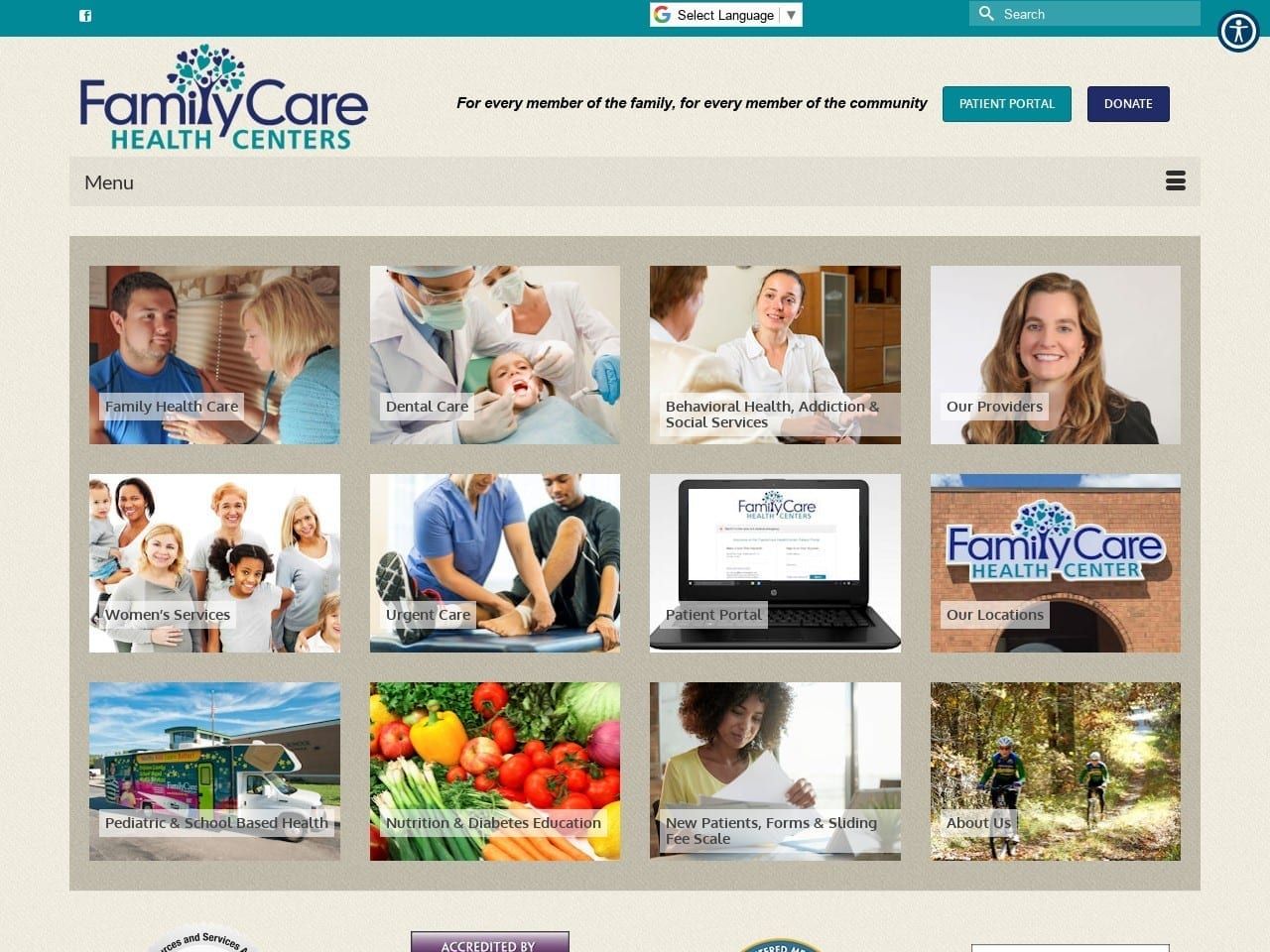 FamilyCare HealthCenter Website Screenshot from familycarewv.org