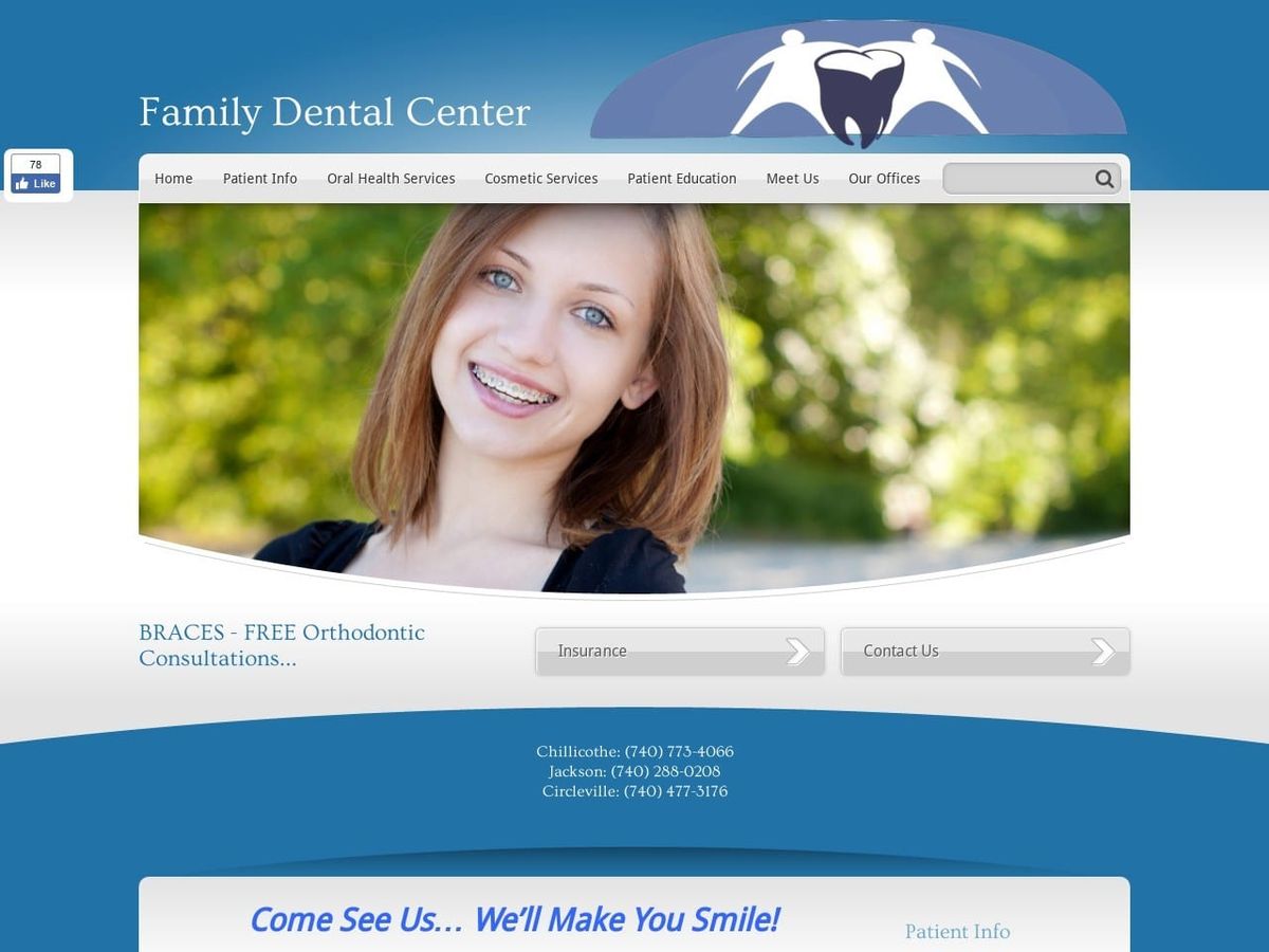 Family Dental Center Website Screenshot from familydentalcenteroh.com