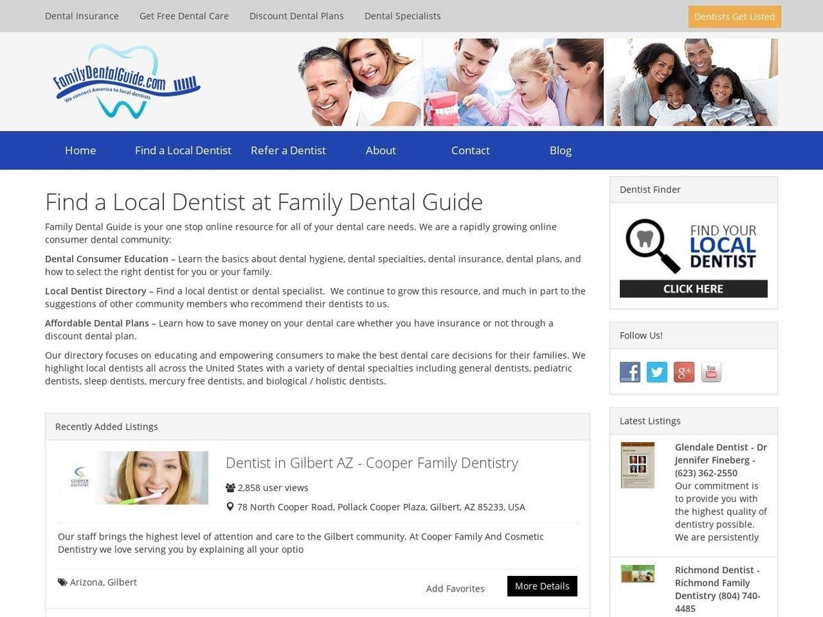 Family Dental Guide Website Screenshot from familydentalguide.com