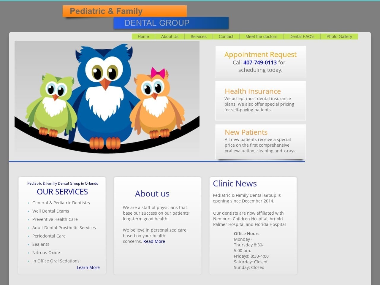 Pediatric & Family Dental Group Website Screenshot from familydentalorlando.com