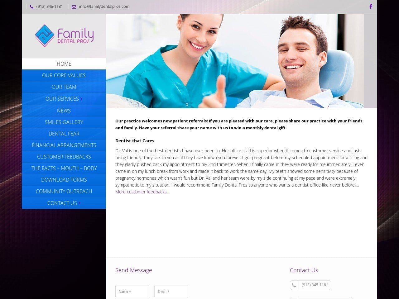 Family Dental Pros Website Screenshot from familydentalpros.com