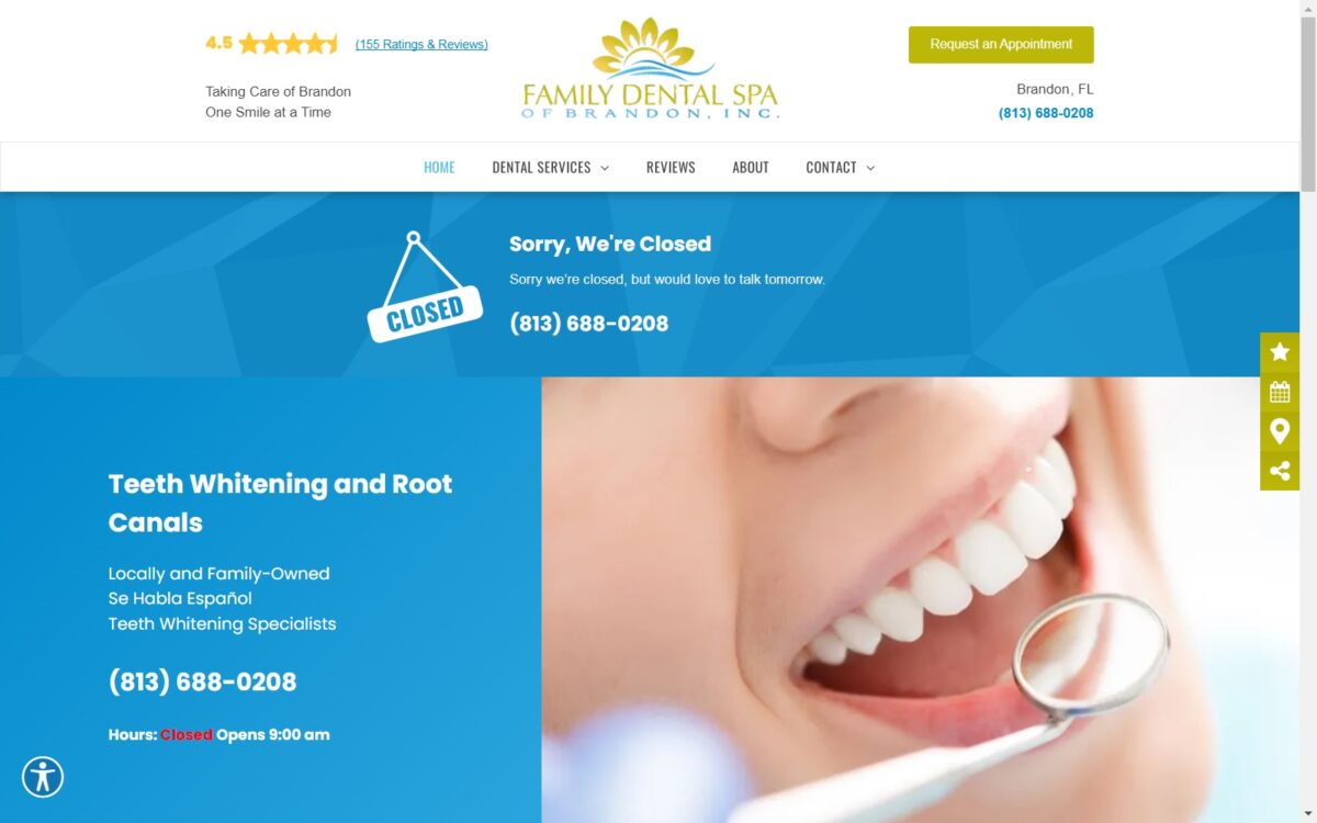 familydentalspaofbrandon.com screenshot