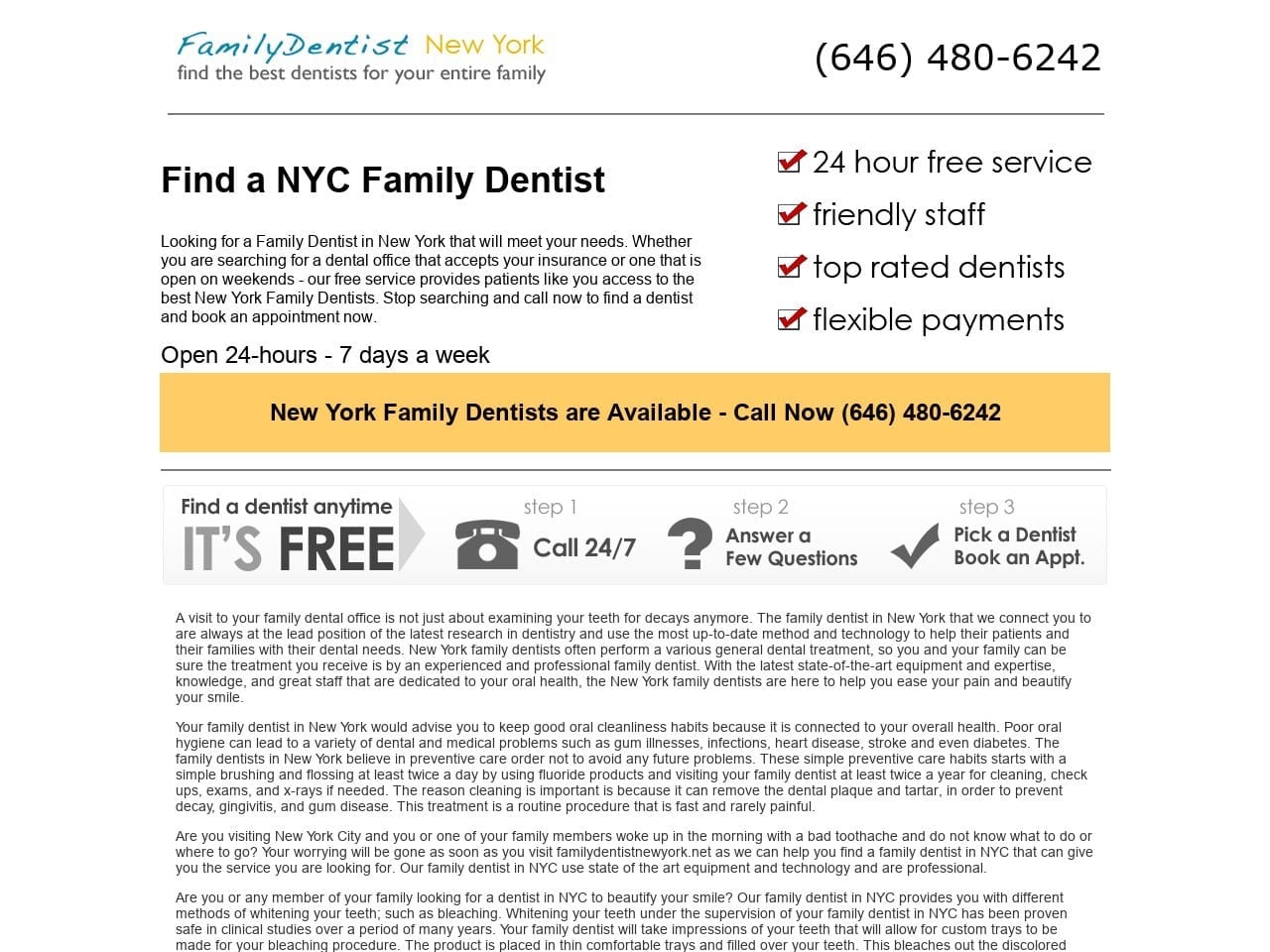 Family Dentist New York Website Screenshot from familydentistnewyork.net