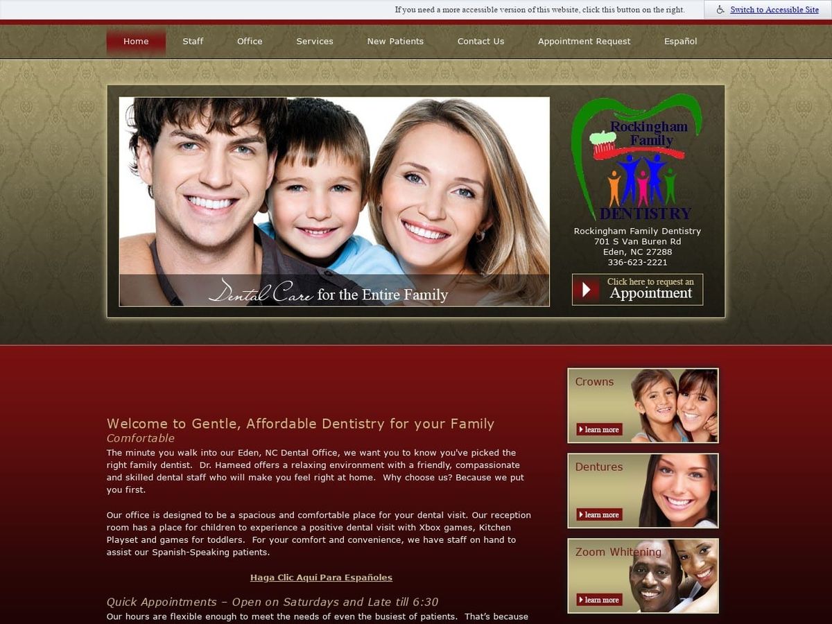 Rockingham Family Dentistry Website Screenshot from familydentistry4u.com