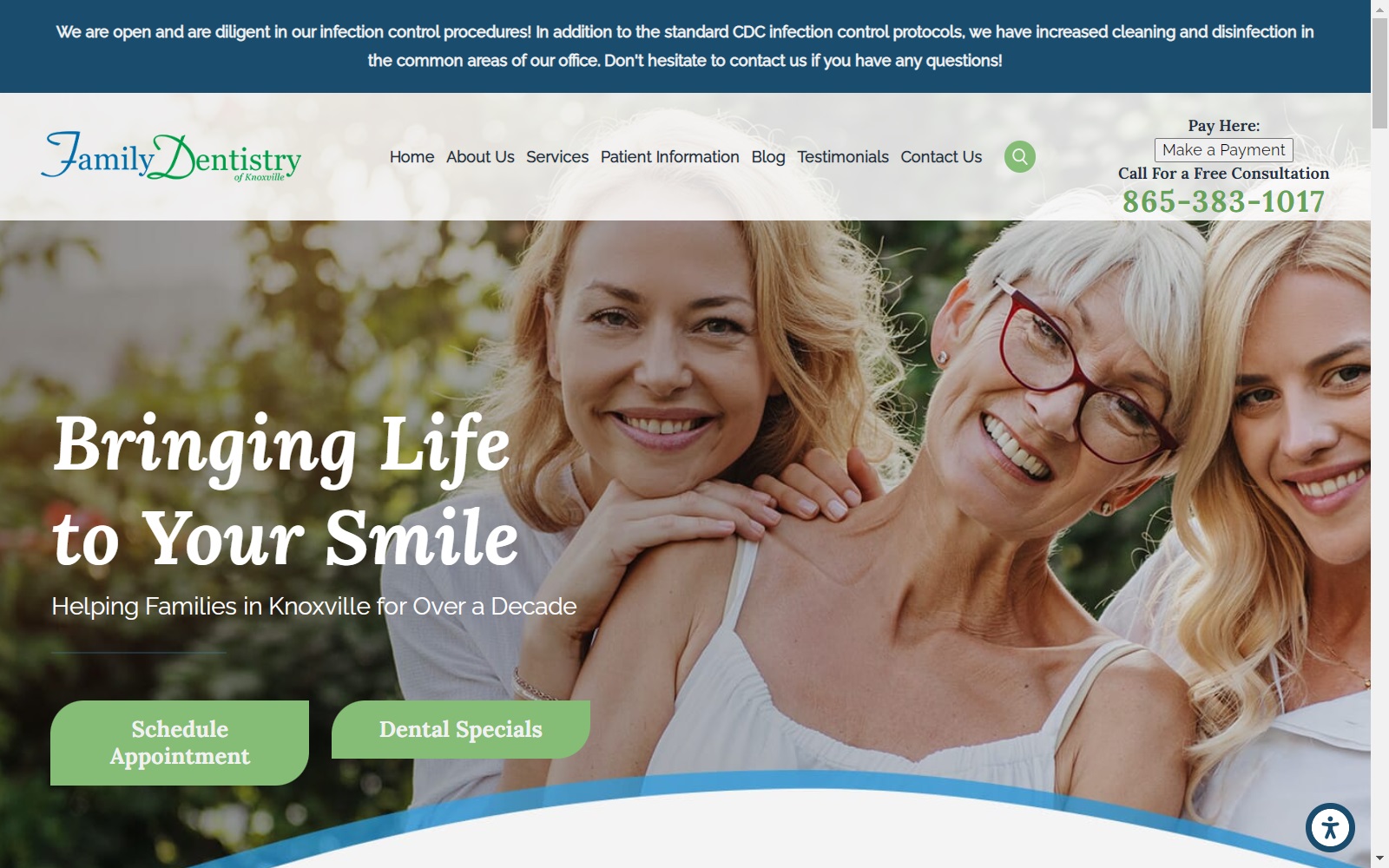 familydentistryknoxville.com screenshot