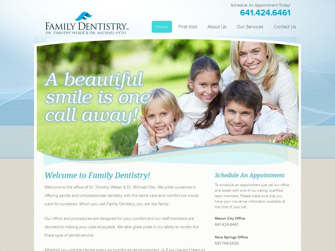 Family Dentist Website Screenshot from familydentistrymc.com