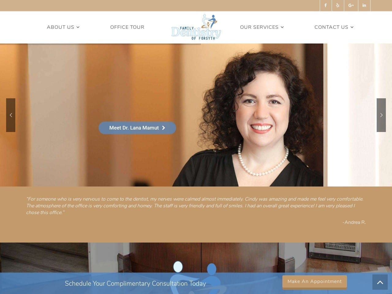 Dr. Lana L. Mamut DMD Website Screenshot from familydentistryofforsyth.com