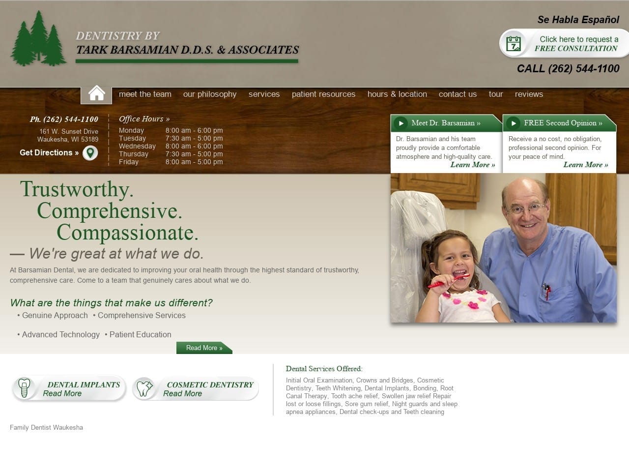 Tark Barsamian & Associates Website Screenshot from familydentistwaukesha.com