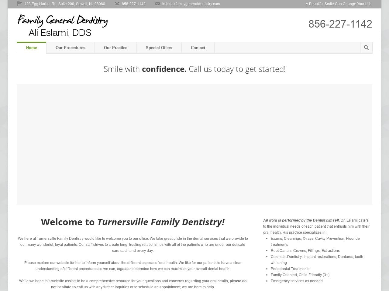 Turnersville Famile Dentistry Website Screenshot from familygeneraldentistry.com