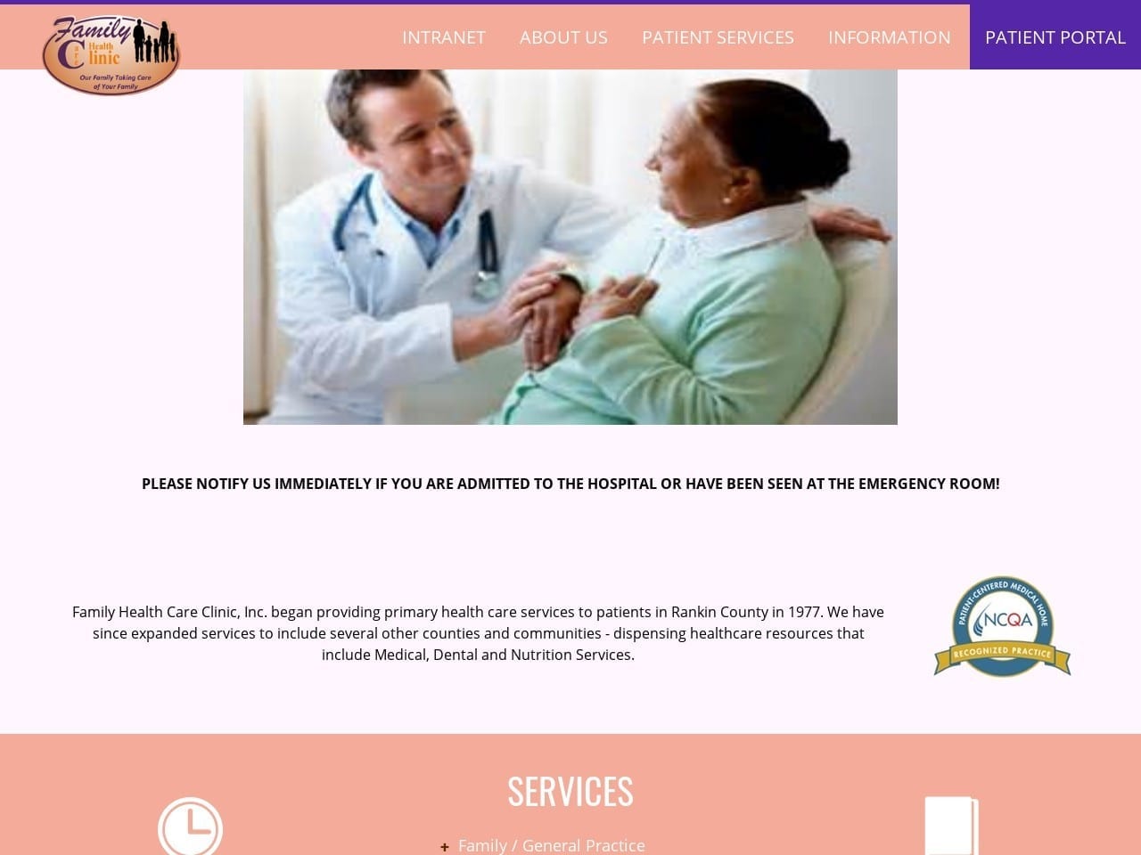 Family Health Care Clinic Website Screenshot from familyhealthcareclinic.com