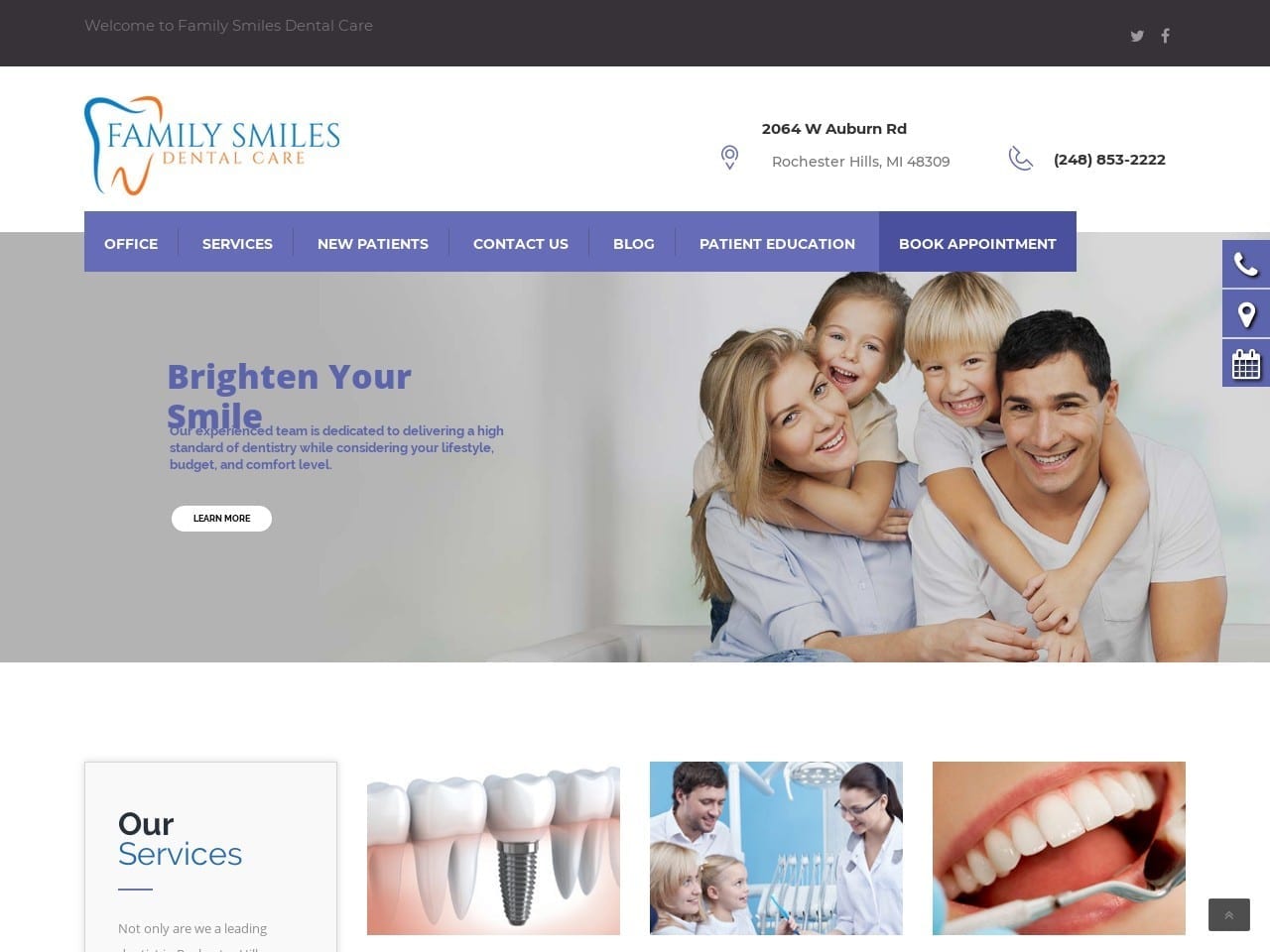 Family Smiles Dental Care Website Screenshot from familysmilesdental.com