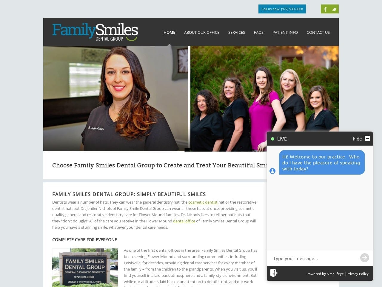 Family Smiles Dental Group Website Screenshot from familysmilesdg.com