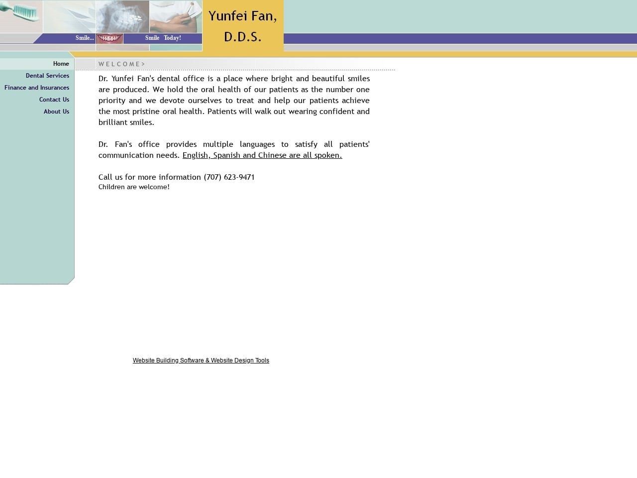 Dr. Yunfei Fan DDS Website Screenshot from fanfamilydentistry.com