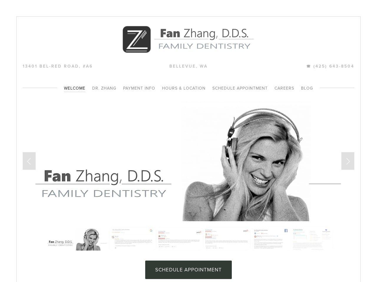 Fan Zhang Dds Family Dentist Website Screenshot from fanzhangdds.com