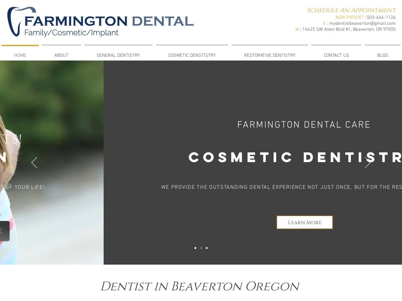 Farmington Dental Office Website Screenshot from farmingtondentaloffice.com