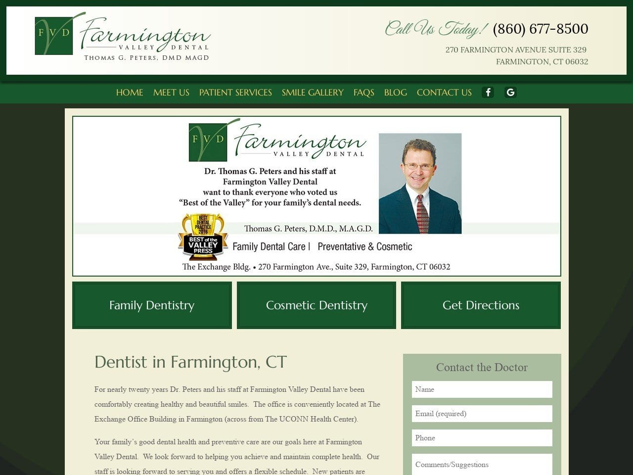 Farmington Valley Dental Website Screenshot from farmingtonvalleydental.com