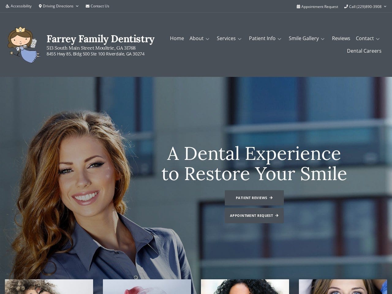 Farrey Family Dentist Website Screenshot from farreyfamilydentistry.com