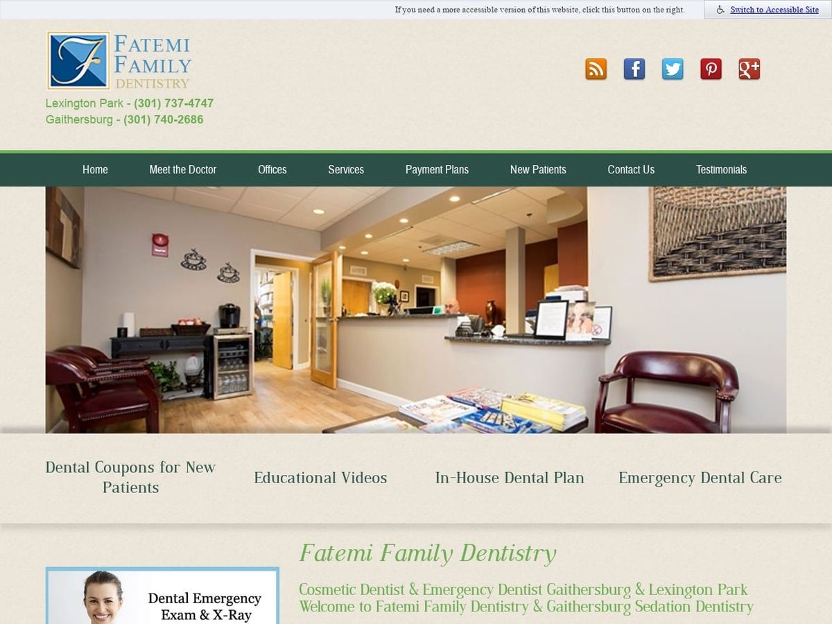 Fatemi Family Dentist Website Screenshot from fatemifamilydentistry.com