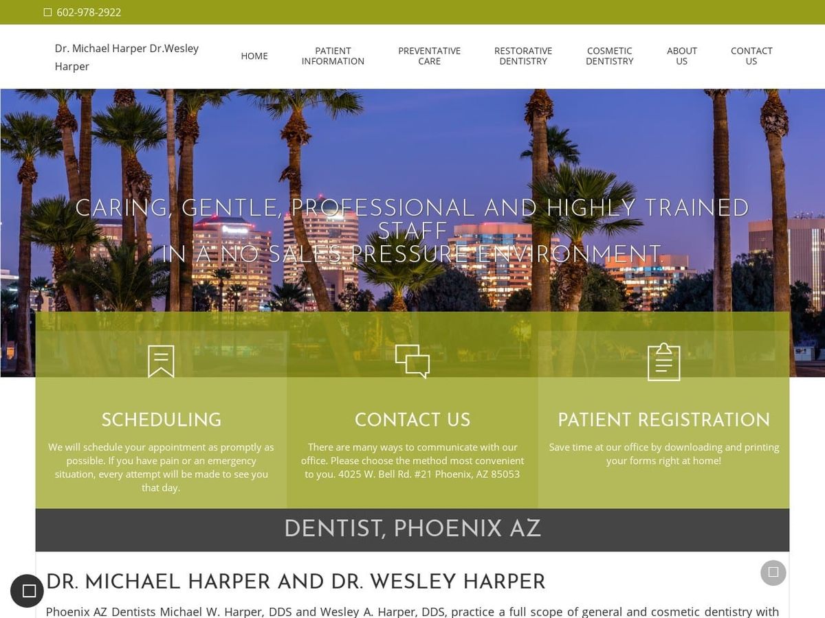 Harper Dentist Website Screenshot from fatherandsondentistry.com