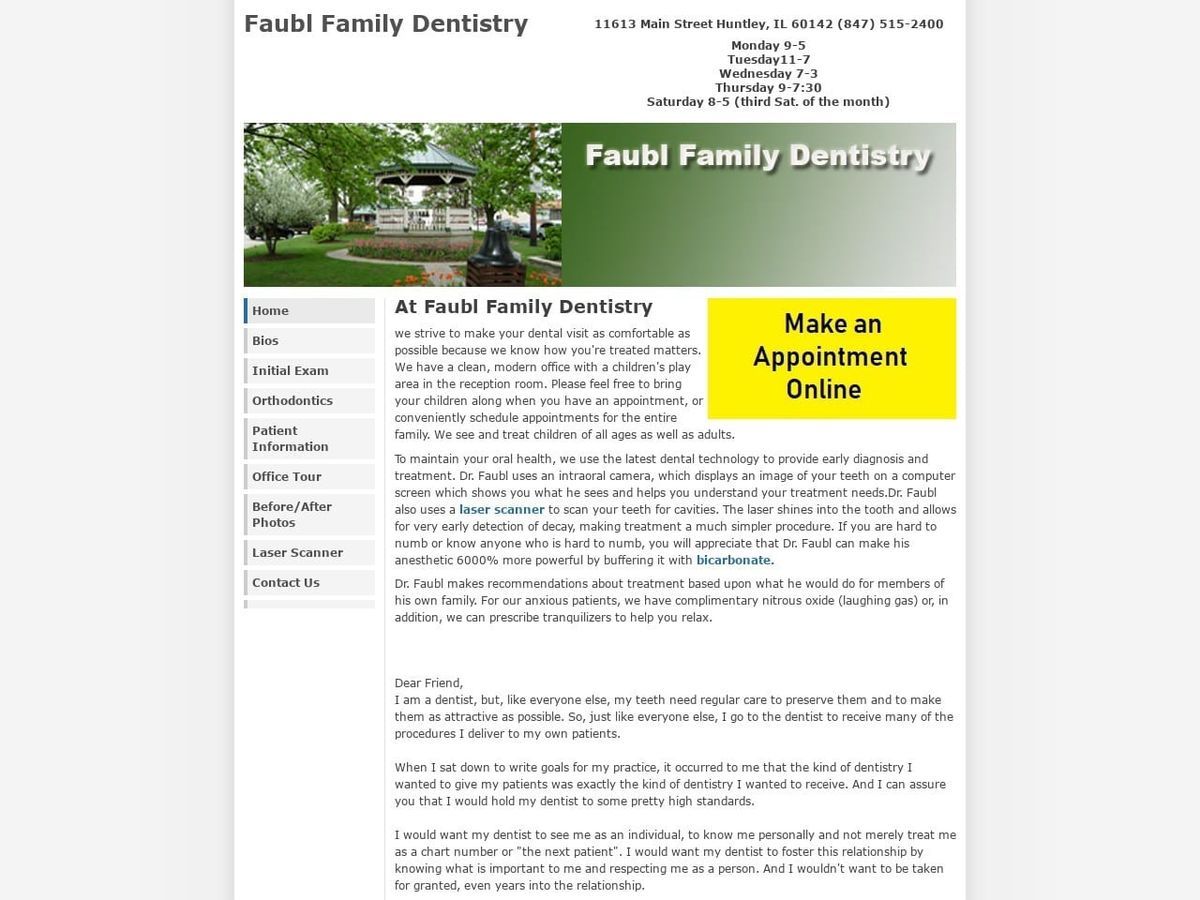 Dr. John R. Faubl DDS Website Screenshot from faubl.com