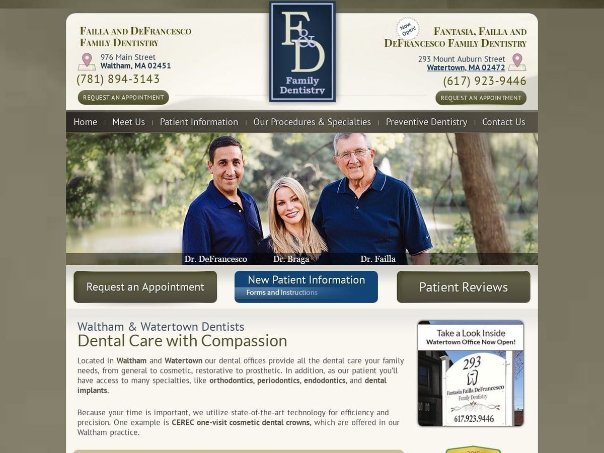 Failla And Defrancesco Family Dentist Website Screenshot from fddental.com