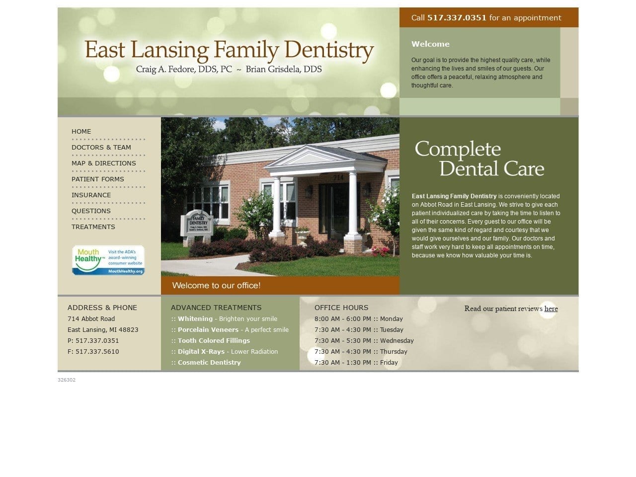 E L Family Dentist Website Screenshot from fddentalcare.com