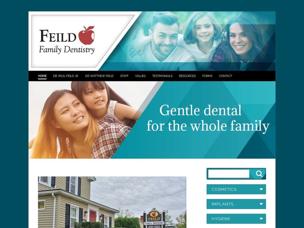 Feild Family Dentist Website Screenshot from feildfamilydentistry.com