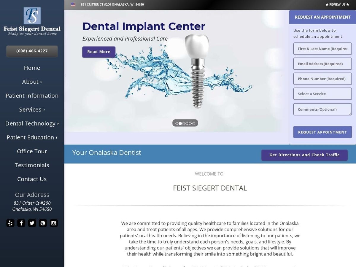 Feist Dental Website Screenshot from feistdental.com