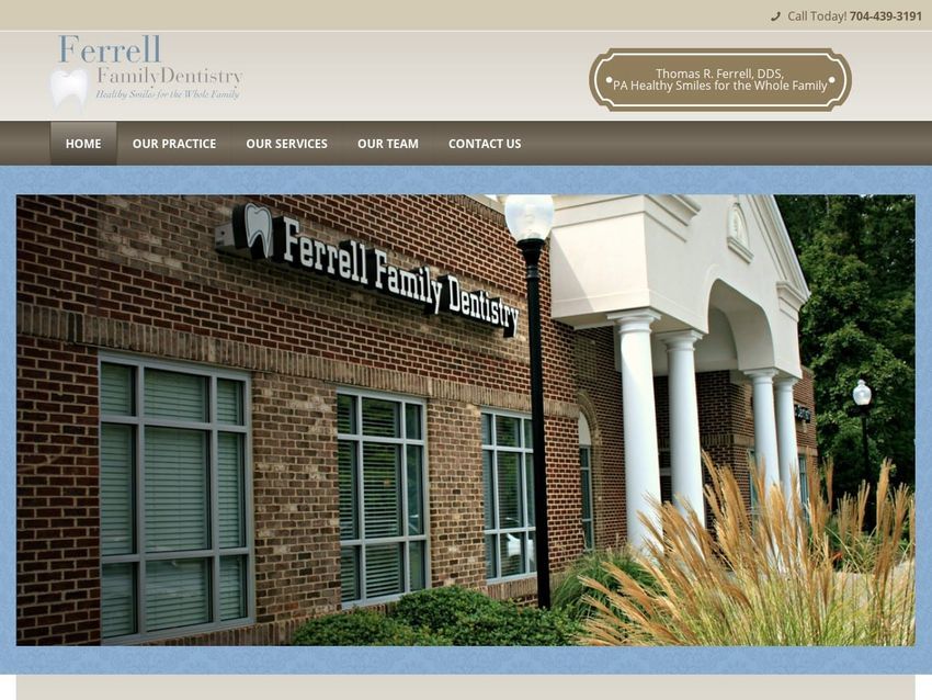 Ferrell Family Dentistry Website Screenshot from ferrellfamilydentistry.com